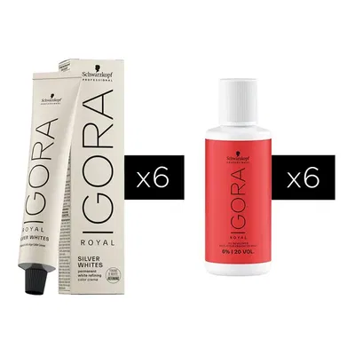 Combo 6 Tinturas Igora Royal Absolutes Silverwhite + Oxidantes Schwarzkopf