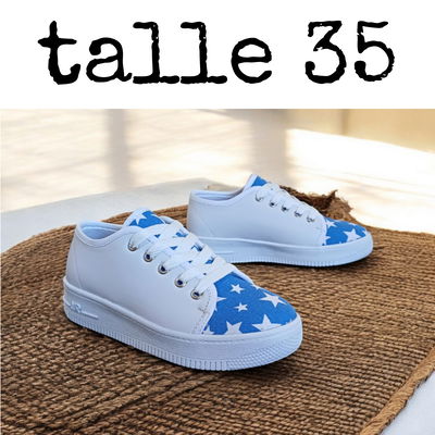 ZAPATILLAS CUERO PU BLANCO Y LONA STAR