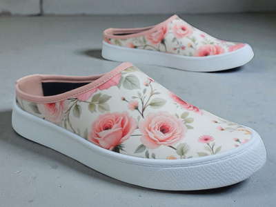 Zuecos LONA ROSAS