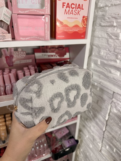 Neceser peluche gris grande