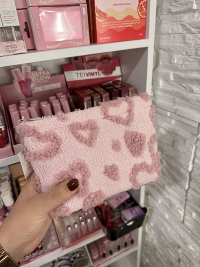 Neceser peluche rosa chico