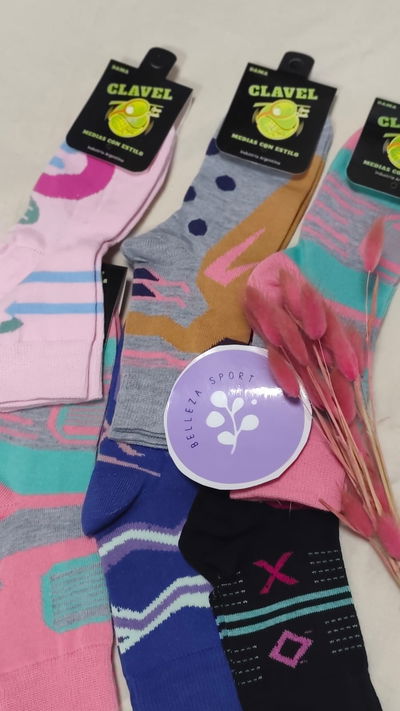 Medias tenis Estampadas  Clavel dama 