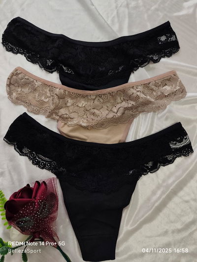 Pack de less encaje con algodon 