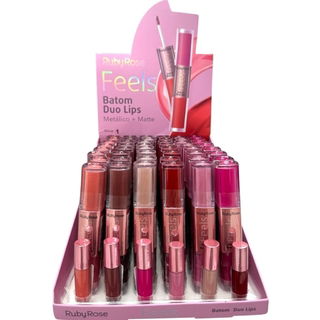 Batom duo lups metálico + matte Ruby rose 