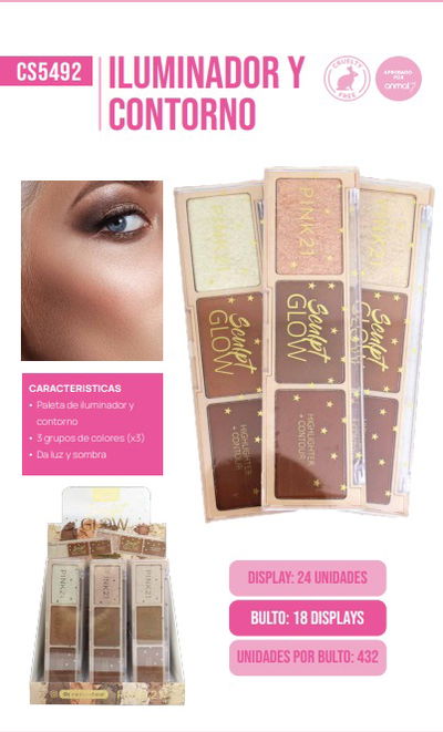 Sombra iluminador+contorno pink 21 