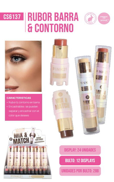Rubor y contorno en barra Pink 21