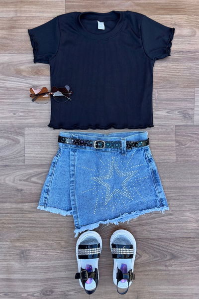 Short pollera strass