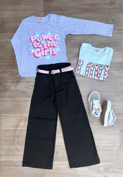 Jeans wide leg liso nena