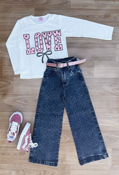 Jeans wide leg strass nena