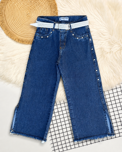 Jeans wide Leg tachas
