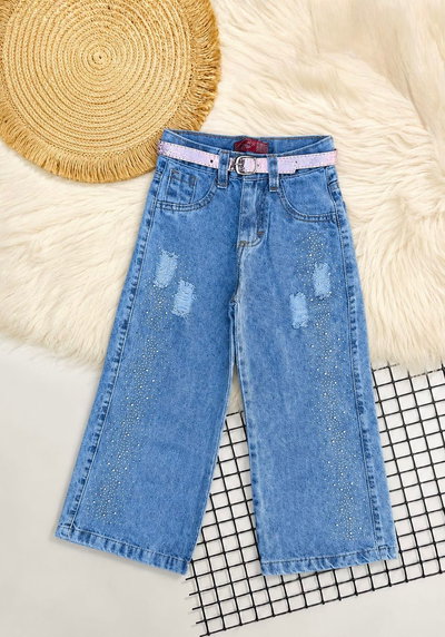 Jeans wide leg strass nena
