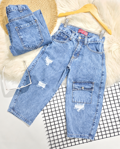 Jeans baggy cargo niño