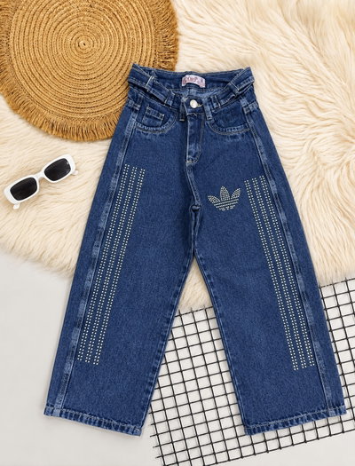 Jeans baggy brillo adidas nena