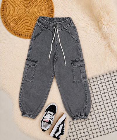 Jeans mom cargo niño