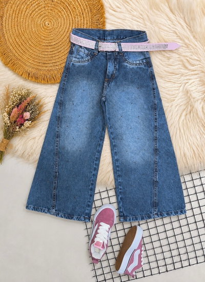Jeans palazzo con recortes nena
