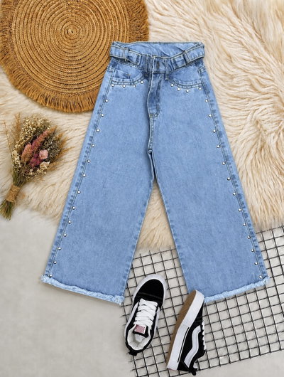 Jeans Wide Leg tachas