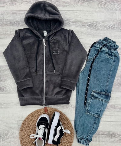 Jeans mom cargo niño 