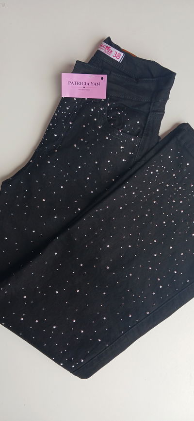 Wide black strass