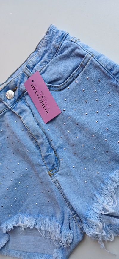 Short strass celeste
