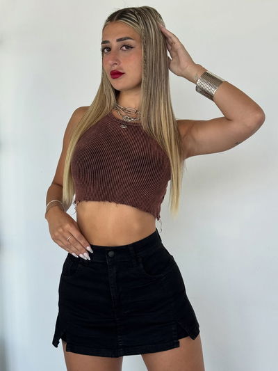 Short pollera black Aretha