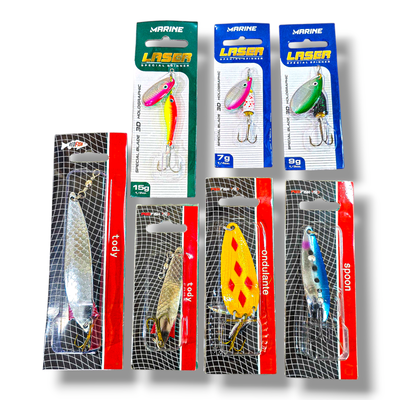 Combo 7 Señuelos Cuchara RedFish + Marine – Ondulantes, Giratorias para Doradillos