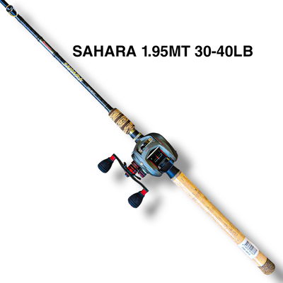 Combo Pesada Maruri THOR 12000 + Caña Sahara Sumax 1.95m 30-40lb 1T