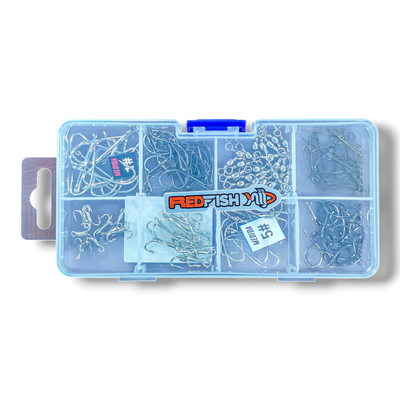 Caja RedFish con 121 Anzuelos Variada + 25 Esmerillones - Boga - Pacu - Mojarra