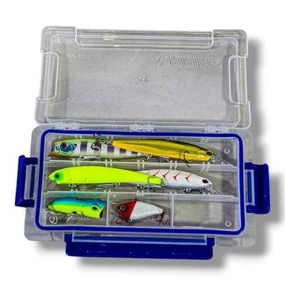 Caja Marine MS250 + 6 Señuelos variados superficie - media agua 