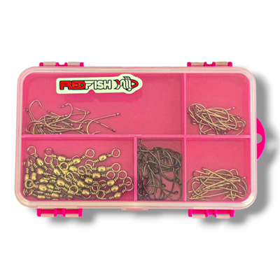 Caja Doble + 145 Anzuelos + 25 Esmerillones