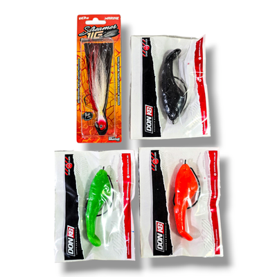 Combo Señuelo de 1 Jig 10G + 3 Gomas ATR Don KB - Dorados