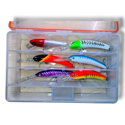 Combo 6 Señuelos Trolling + Caja Zest 349 - Don Kb - Strike Pro - Ng Artificiales