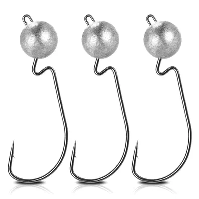 Anzuelos Offset CASTER 1/0 Cabeza Plomada 7g Para Señuelos De Goma 3 Unidades