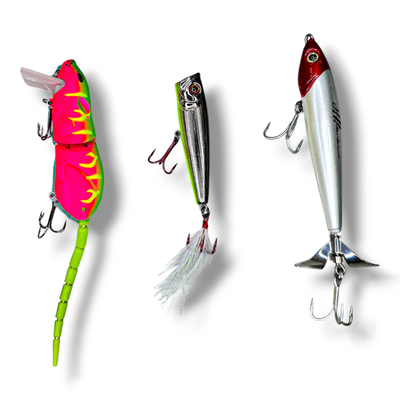 Combo 3 Señuelos Rígidos Vulcan + Tnt + Rata Articulada- Topwater – Tarariras