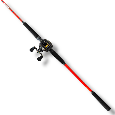 Combo Reel BRISA BG 8ROL 7.2:1 con Chicharra + Caña VENZA BG 2.13m 20-50lb Marine