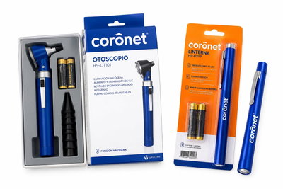 Otoscopio HS-OT10J Coronet + Linterna clínica Led Coronet