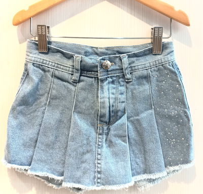 SHORT POLLERA JEAN TABLEADA