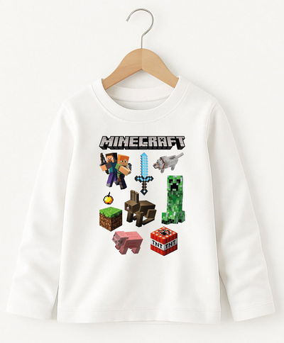remera térmica Minecraft blanca