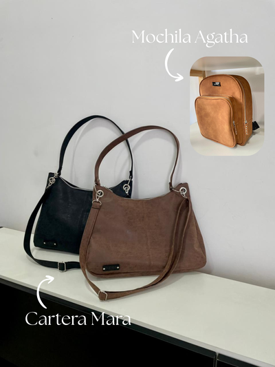 Cartera Mara + Mochila Agatha (color a eleccion)