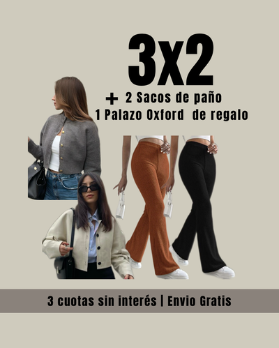 Promo🦋- Lleva 2 Sacós + 1 Palazo Oxford de REGALO