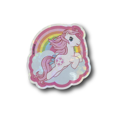 Pony blanco y rosa