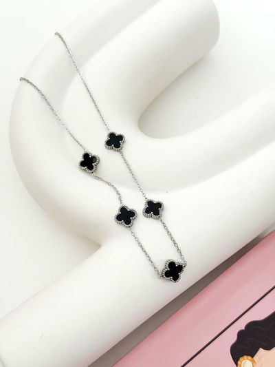 Collar Van Cleef negro + plateado
