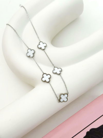 Collar Van Cleef blanco + plateado