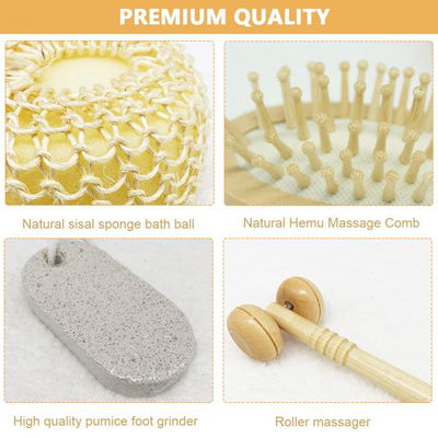 Set de Baño con Recipiente de Madera