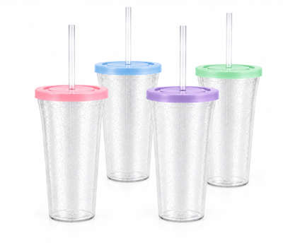 Vaso Plástico Glitter Pastel 400cc