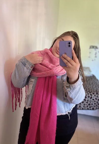 Bufandon Nube Combinado Fucsia
