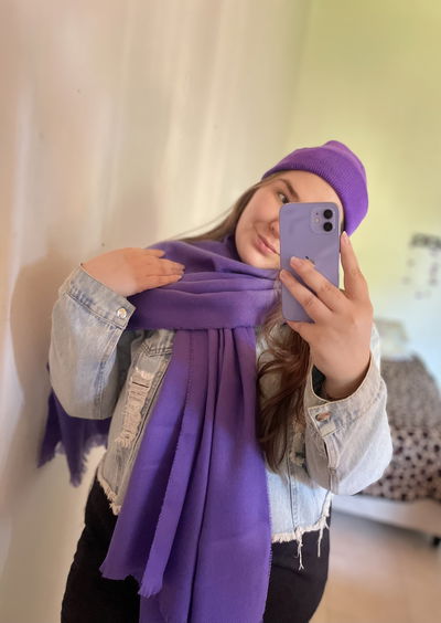 Ruana + Gorro Violeta