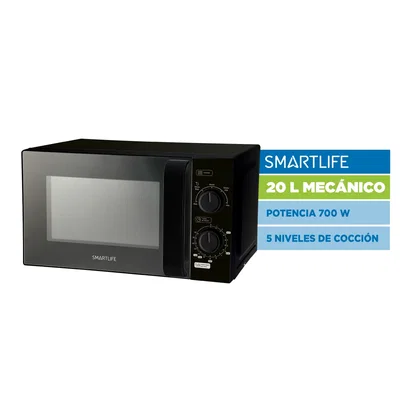 Horno Microondas Smartlife Mecánico SL-MWO20MMB Negro 20L