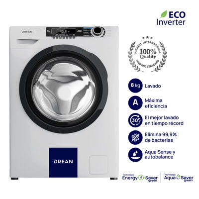 Lavarropas Ecoinverter 8 Kg 1400 RPM Blanco Drean - LCFDR0814SB0