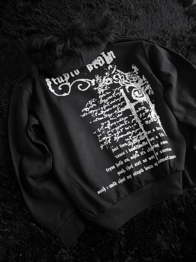 Campera Stupid Brain negro (oversized) (por pedido)
