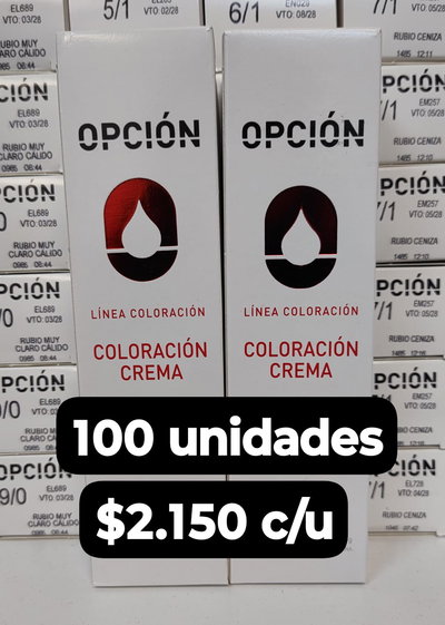 TINTURAS OPCION X 100 UNIDADES